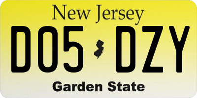 NJ license plate D05DZY