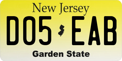 NJ license plate D05EAB