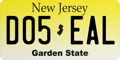 NJ license plate D05EAL
