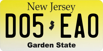 NJ license plate D05EAO