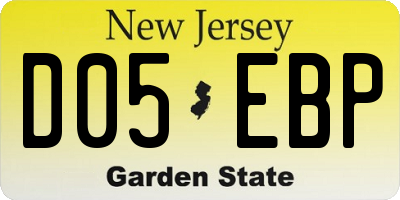 NJ license plate D05EBP