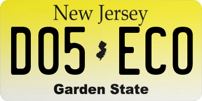 NJ license plate D05ECO