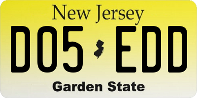 NJ license plate D05EDD