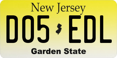 NJ license plate D05EDL