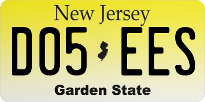 NJ license plate D05EES