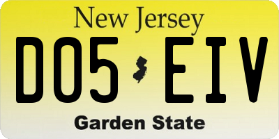 NJ license plate D05EIV