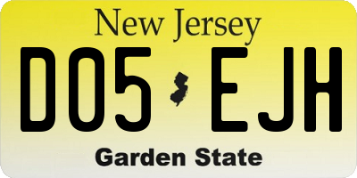 NJ license plate D05EJH