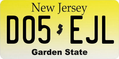 NJ license plate D05EJL