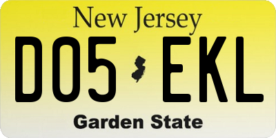 NJ license plate D05EKL