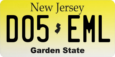 NJ license plate D05EML