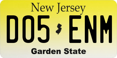 NJ license plate D05ENM