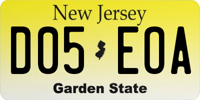 NJ license plate D05EOA