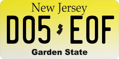 NJ license plate D05EOF