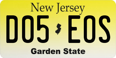 NJ license plate D05EOS