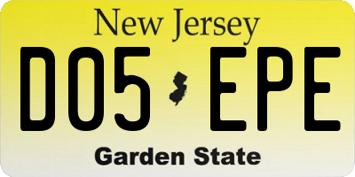 NJ license plate D05EPE