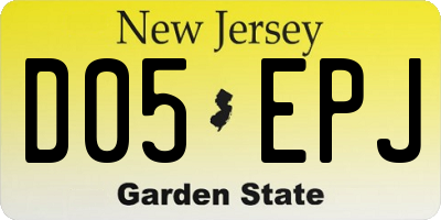 NJ license plate D05EPJ
