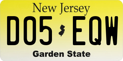 NJ license plate D05EQW