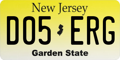 NJ license plate D05ERG