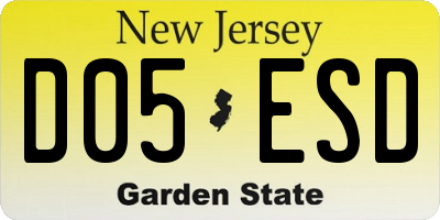 NJ license plate D05ESD