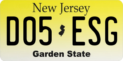 NJ license plate D05ESG