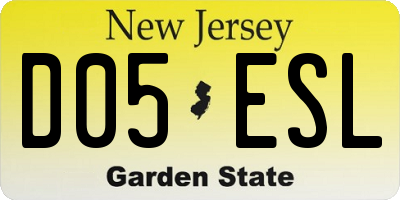 NJ license plate D05ESL