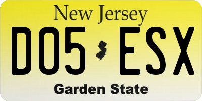 NJ license plate D05ESX