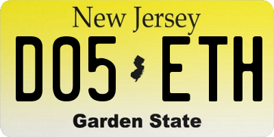 NJ license plate D05ETH