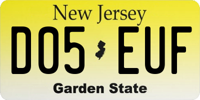 NJ license plate D05EUF