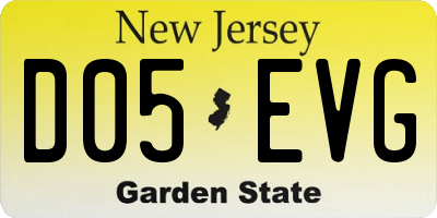 NJ license plate D05EVG
