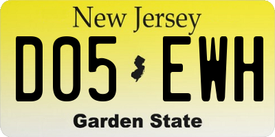NJ license plate D05EWH