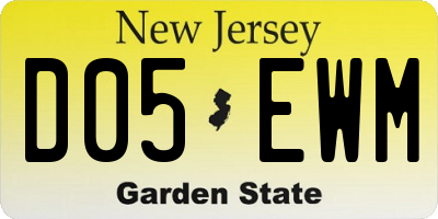 NJ license plate D05EWM