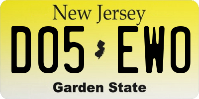 NJ license plate D05EWO