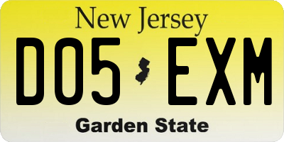 NJ license plate D05EXM
