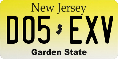 NJ license plate D05EXV