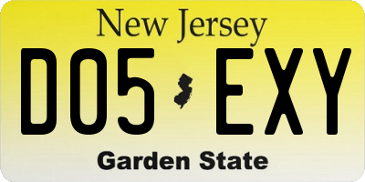 NJ license plate D05EXY