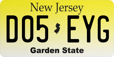 NJ license plate D05EYG