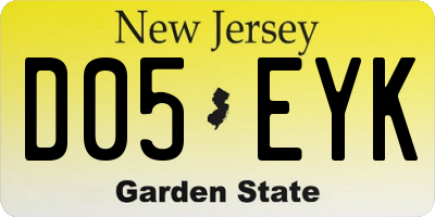 NJ license plate D05EYK