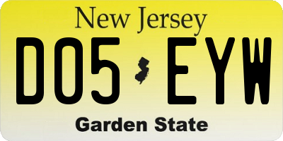 NJ license plate D05EYW