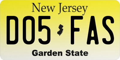 NJ license plate D05FAS