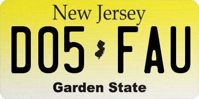 NJ license plate D05FAU