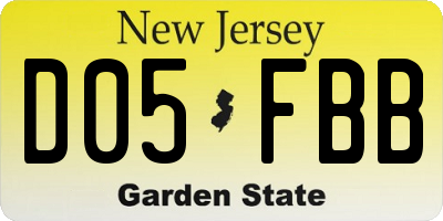 NJ license plate D05FBB