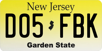 NJ license plate D05FBK