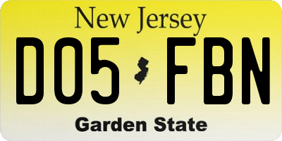 NJ license plate D05FBN