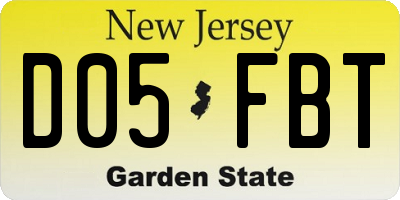 NJ license plate D05FBT