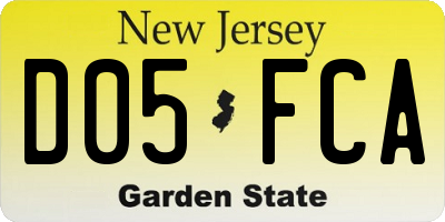 NJ license plate D05FCA