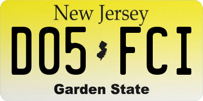 NJ license plate D05FCI