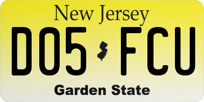 NJ license plate D05FCU