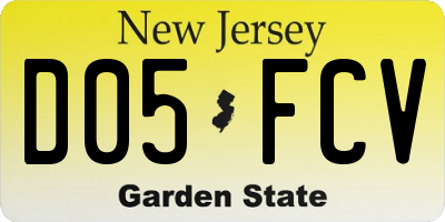 NJ license plate D05FCV