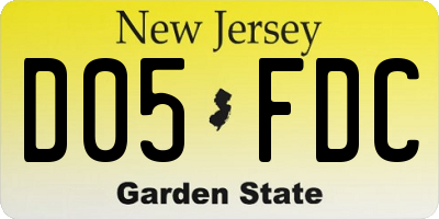 NJ license plate D05FDC
