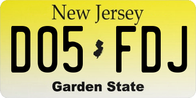 NJ license plate D05FDJ